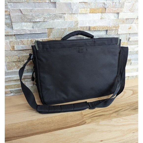 Lenova Messenger Max Laptop Shoulder Bag Compartments Black/Olive Green - Picture 2 of 6